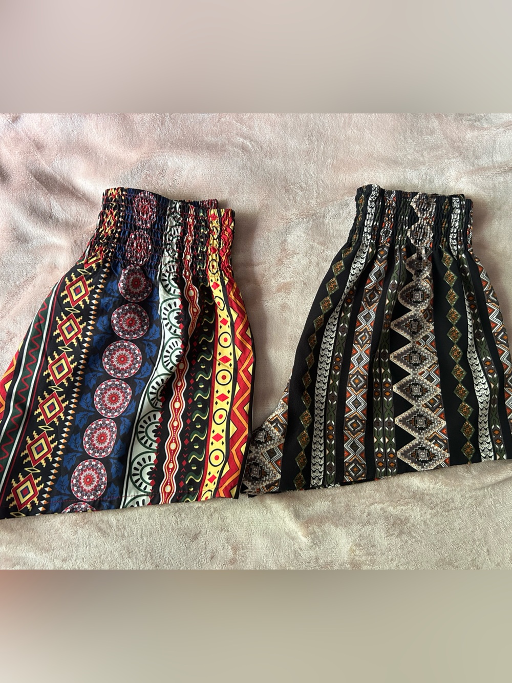 SET OF 2  (SHEIN) boho geometric aztec shorts •